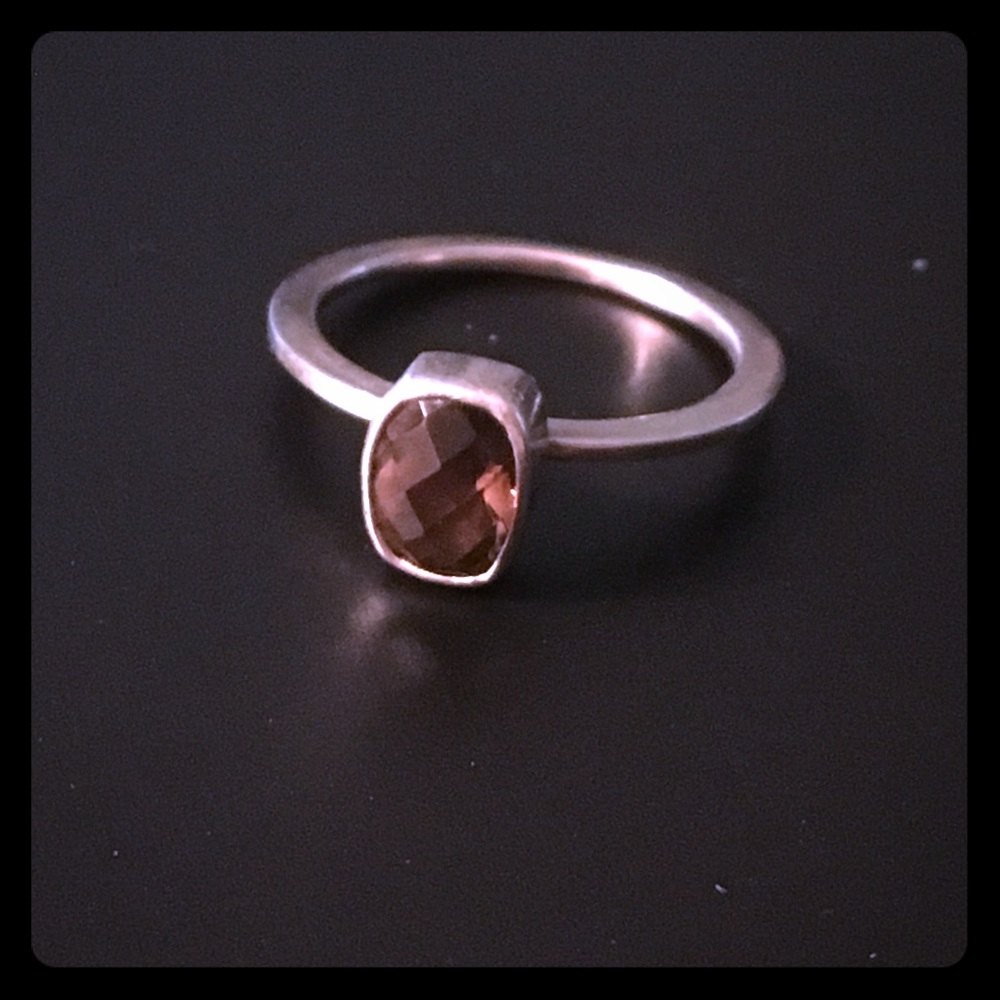 Sterling Silver Smokey Quartz Sajen Ring